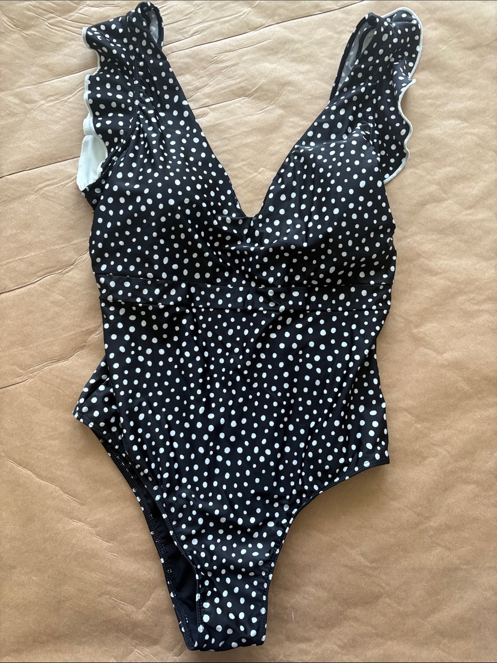 summersalt Black & White Polka Dot One-Piece with Scalloped Straps